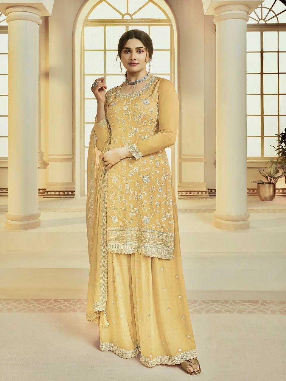 YNF CHINON SILK KESH157 1667 SUITS & DRESSES WHOLESALE EMBROIDERY PALAZZO LADIES SILK WEDDING SUITS MANUFACTURER - Deevit International