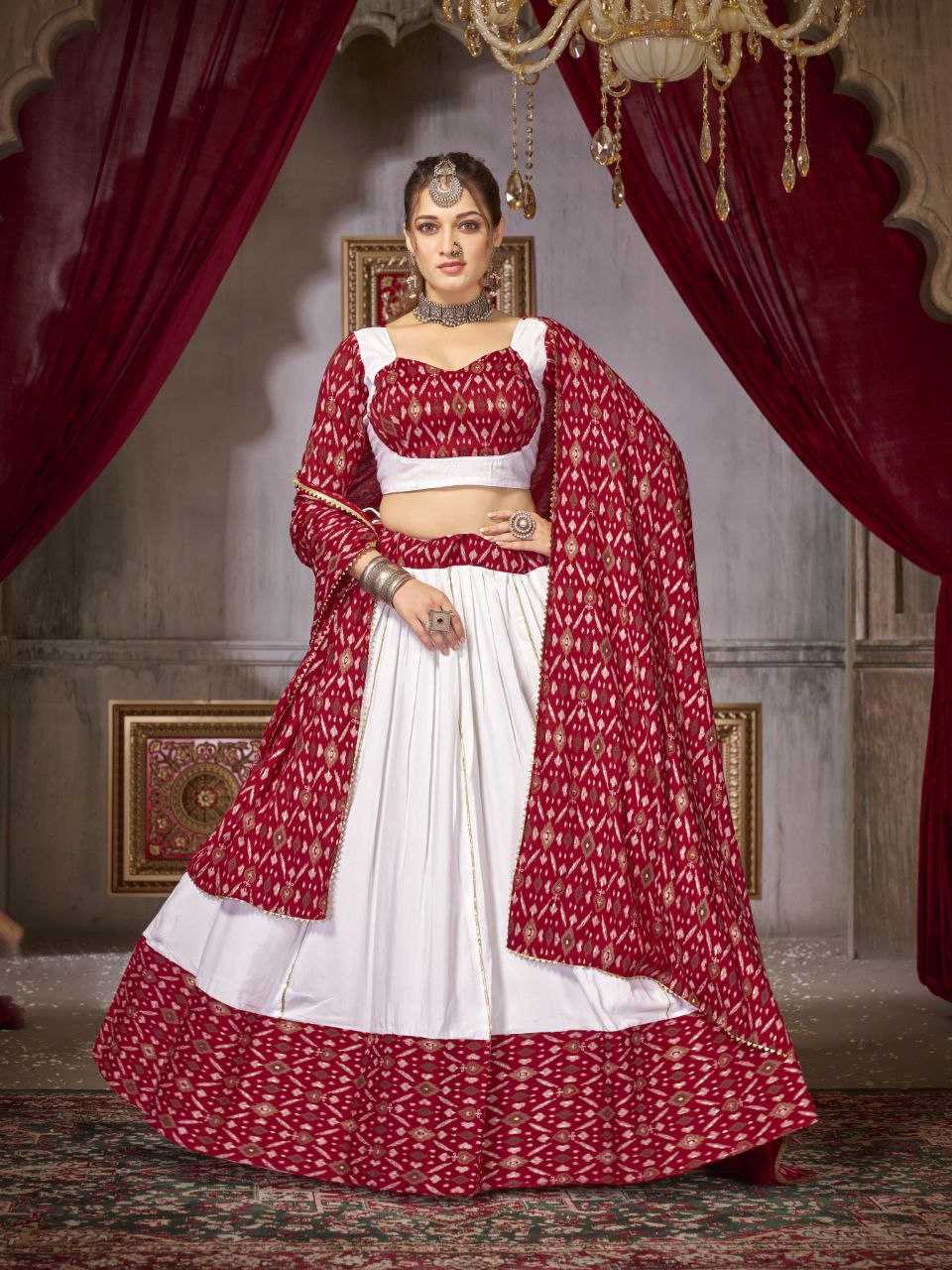 YNF COTTON KESH246 GHOOMAR LEHENGAS WHOLESALE WHITE TRADITIONAL LEHENGA WITH DUPATTA PRINTED LEHENGAS MANUFACTURER - Deevit International