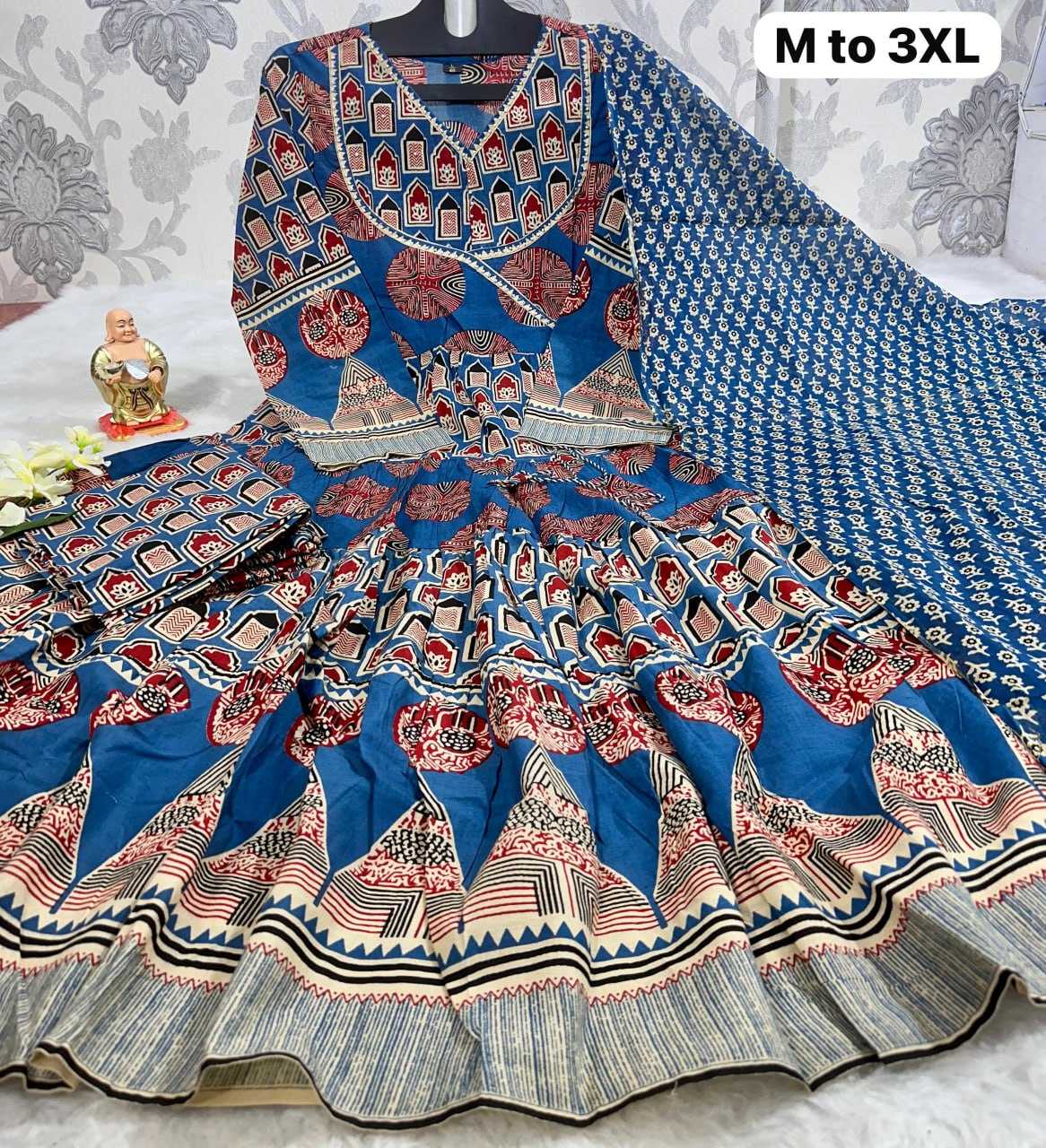 YNF COTTON KESH256 RNF16 KURTIS WHOLESALE LONG ANARAKLI COTTON PRINTED LADIES SUIT MANUFACTURER - Deevit International