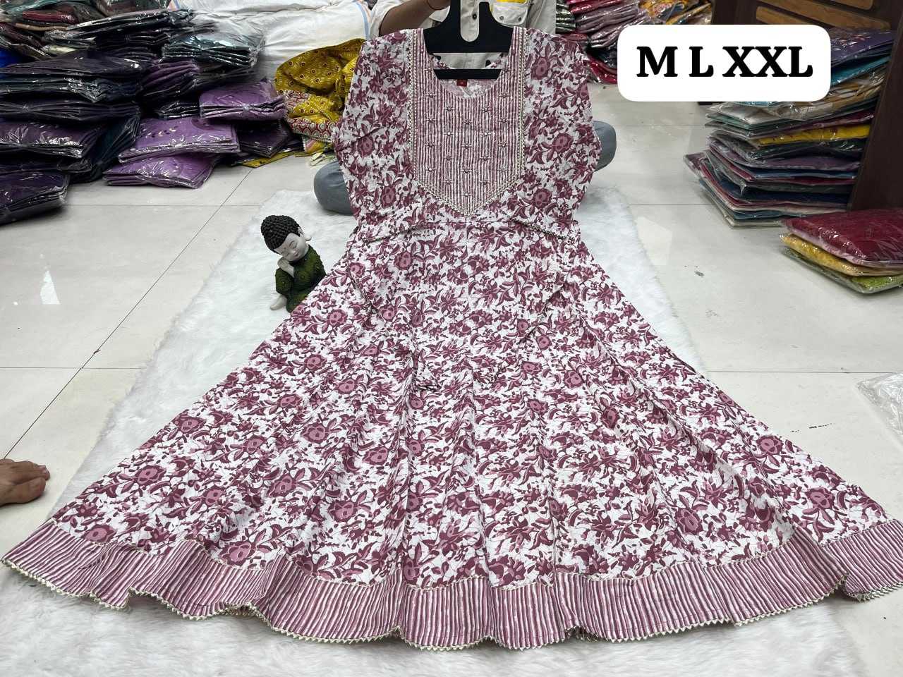 YNF COTTON KESH258 VDA40GOWNS WHOLESALE FANCY LONG PRINTED GOWNS MANUFACTURER - Deevit International