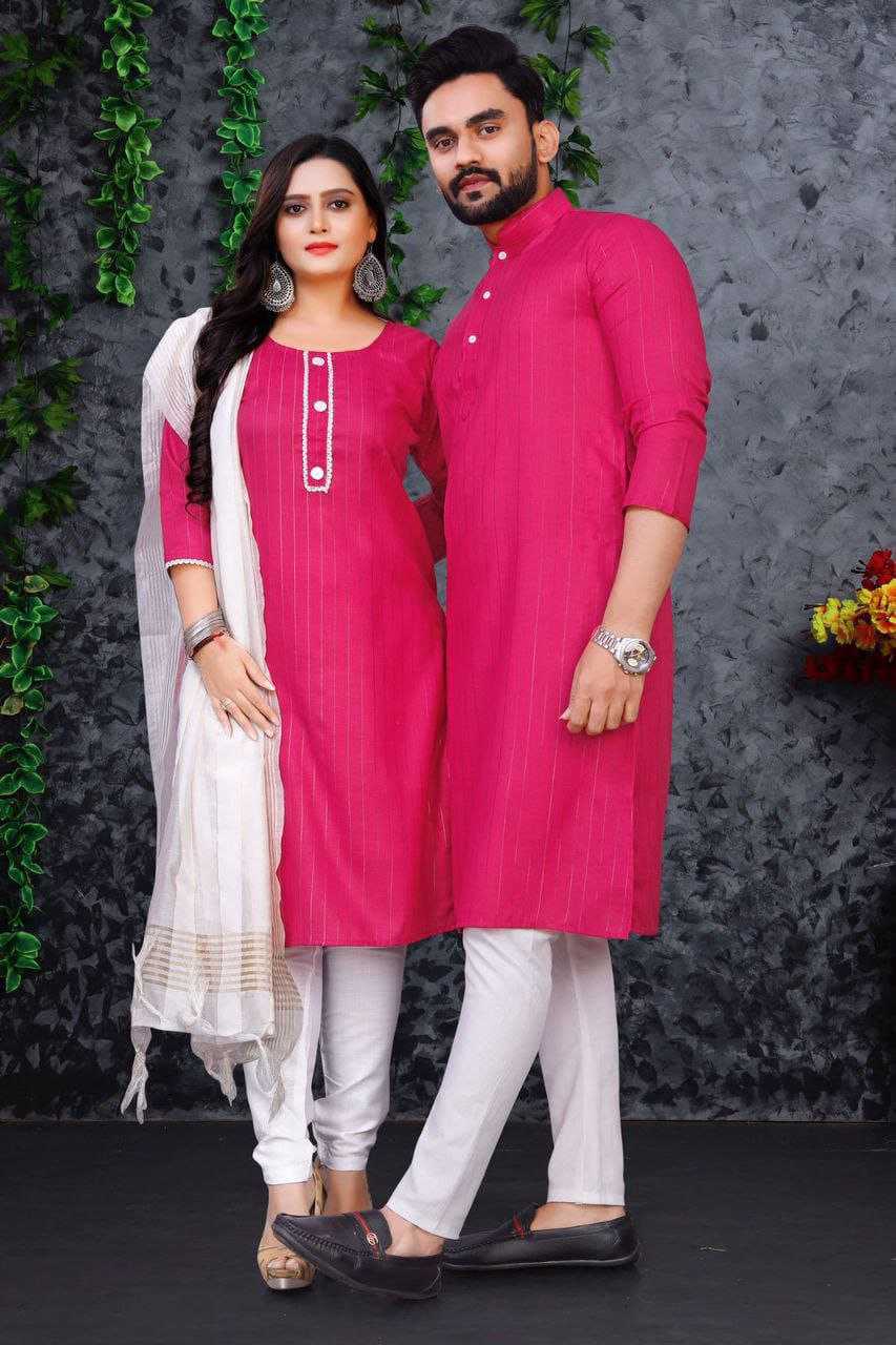 YNF COTTON RIN173 SNX01 COUPLE WEAR WHOLESALE MENS KURTA PAYJAM & FEMALE KURTIS BOTTOM MANUFACTURER - Deevit International