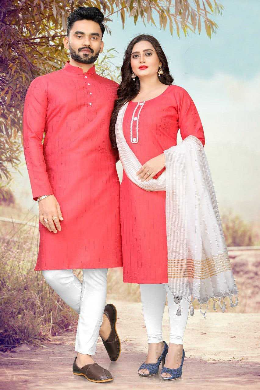 YNF COTTON RIN173 SNX01 COUPLE WEAR WHOLESALE MENS KURTA PAYJAM & FEMALE KURTIS BOTTOM MANUFACTURER - Deevit International