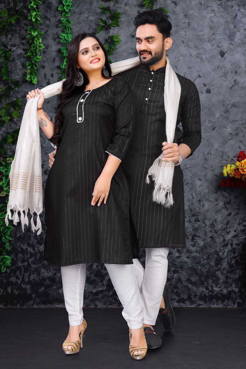 YNF COTTON RIN173 SNX01 COUPLE WEAR WHOLESALE MENS KURTA PAYJAM & FEMALE KURTIS BOTTOM MANUFACTURER - Deevit International