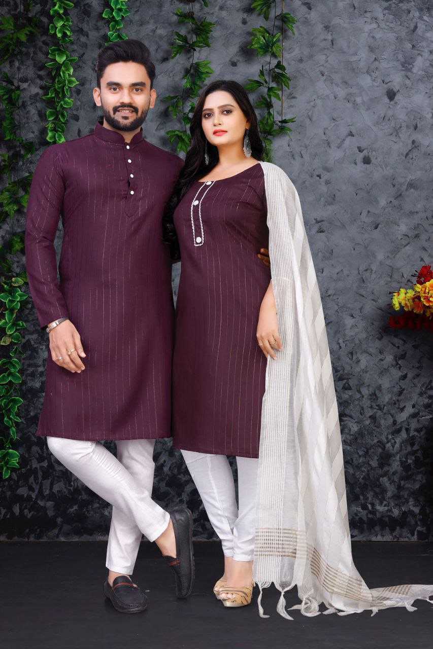 YNF COTTON RIN173 SNX01 COUPLE WEAR WHOLESALE MENS KURTA PAYJAM & FEMALE KURTIS BOTTOM MANUFACTURER - Deevit International