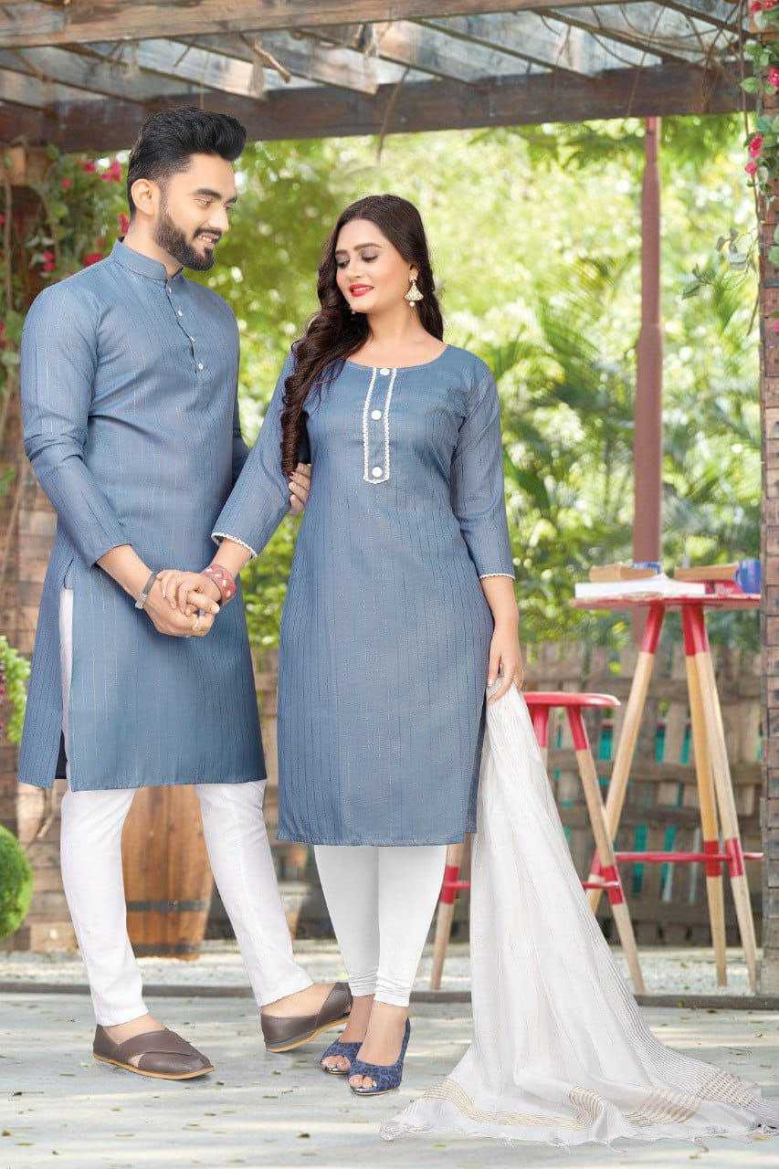 YNF COTTON RIN173 SNX01 COUPLE WEAR WHOLESALE MENS KURTA PAYJAM & FEMALE KURTIS BOTTOM MANUFACTURER - Deevit International