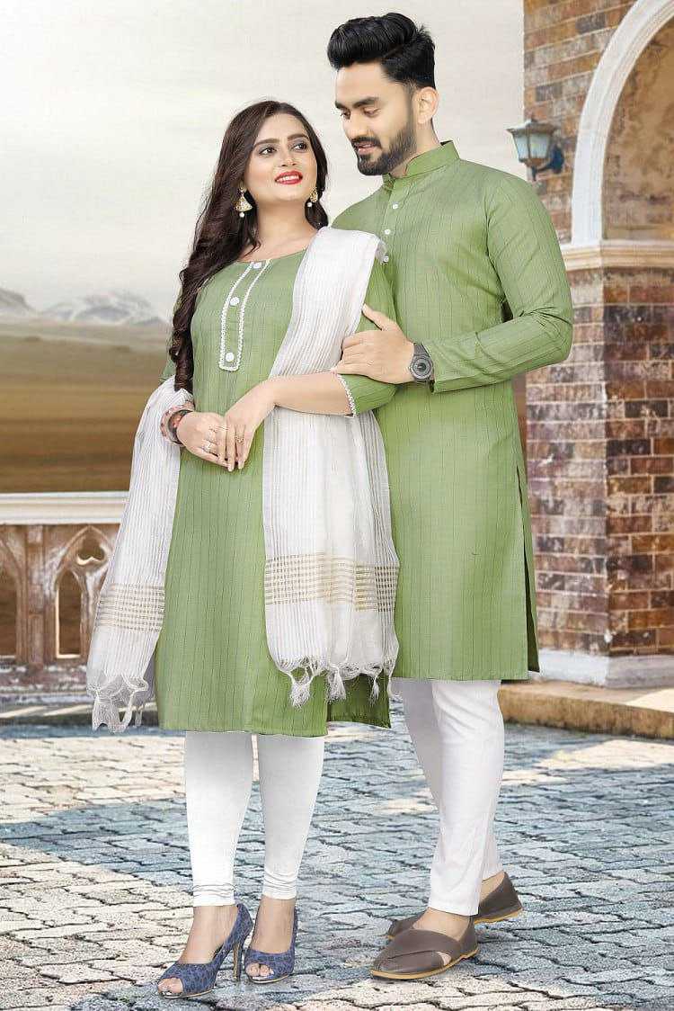 YNF COTTON RIN173 SNX01 COUPLE WEAR WHOLESALE MENS KURTA PAYJAM & FEMALE KURTIS BOTTOM MANUFACTURER - Deevit International