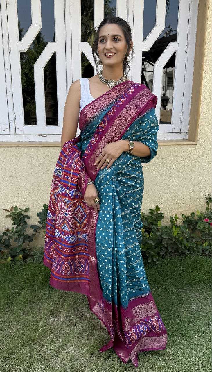 YNF COTTON SILK KESH117 RWC82 SAREES WHOLESALE COTTON BANDHANI JACQUARD SILK SAREES MANUFACTURER - Deevit International