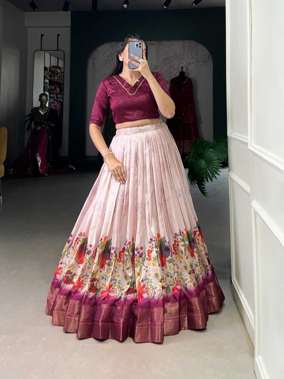 YNF COTTON SILK KESH136 1128 LEHENGAS WHOLESALE LEHENGA WITH BLOUSE SILK PRINTED LEHENGAS MANUFACTURER - Deevit International