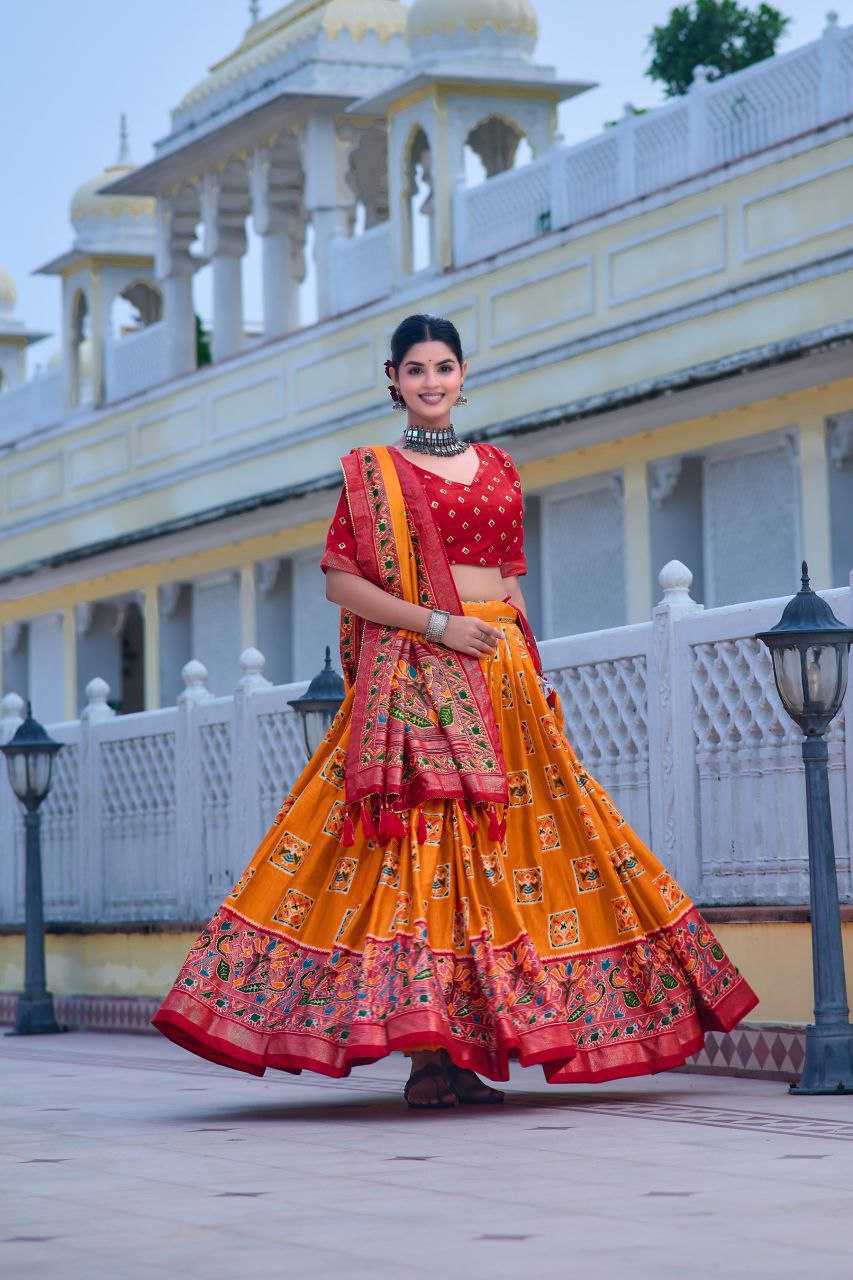 YNF DOLA SILK KESH243 Mor LEHENGAS WHOLESALE SILK PRINTED TRADITIONAL LEHENGA WITH DUPTTA LEHENGAS MANUFACTURER - Deevit International