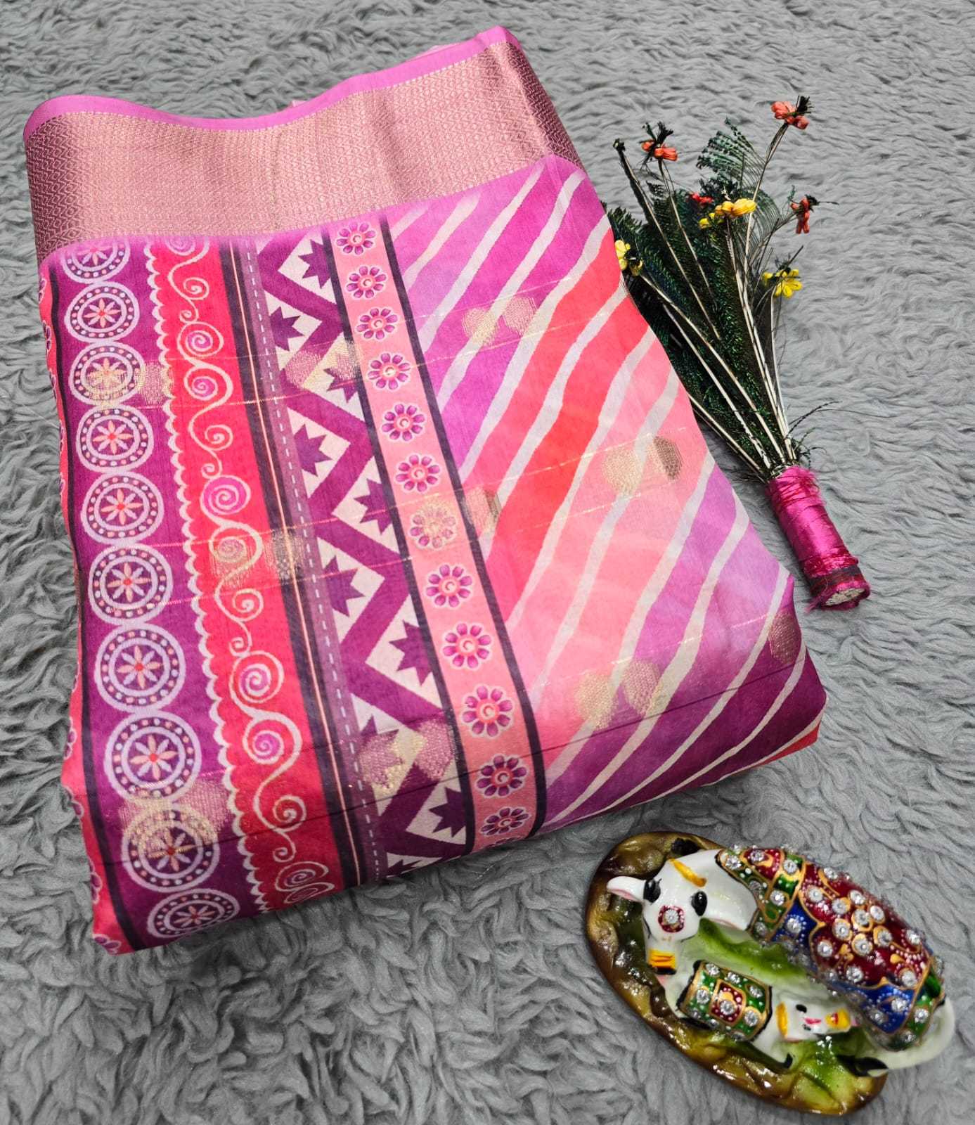 YNF DOLA SILK RIN128 RJK112 SAREES WHOLESALE DOLA SILK PRINTED SILK ZARI BORDER SILK SAREES MANUFACTURER - Deevit International