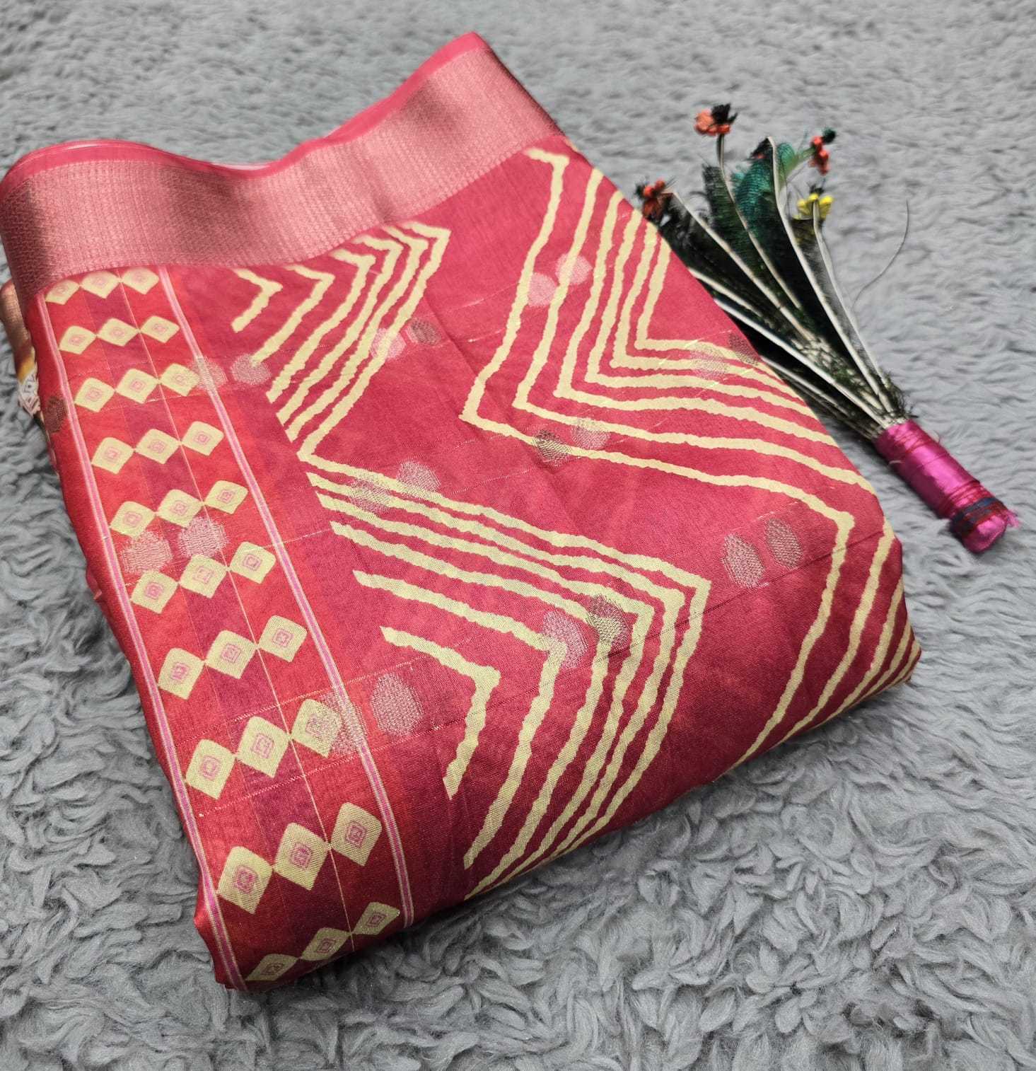 YNF DOLA SILK RIN128 RJK112 SAREES WHOLESALE DOLA SILK PRINTED SILK ZARI BORDER SILK SAREES MANUFACTURER - Deevit International