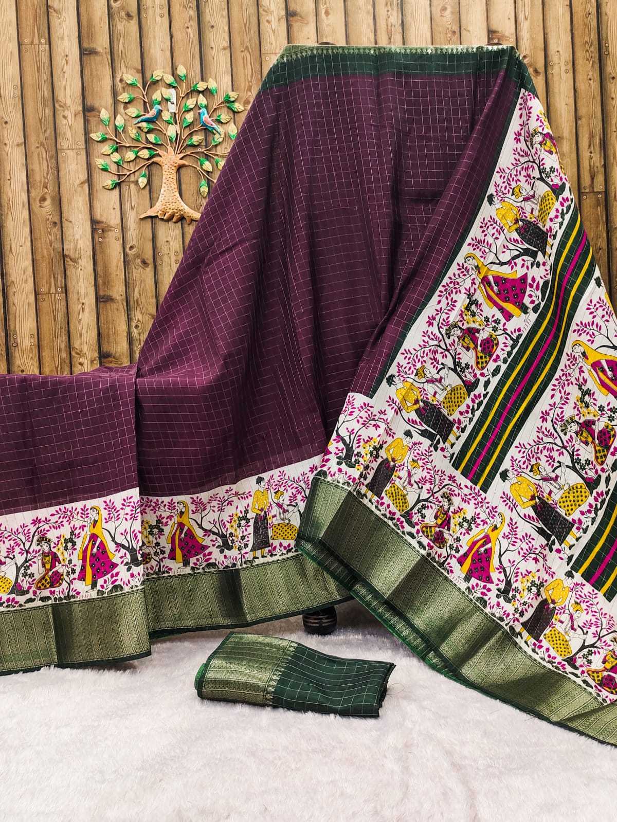 YNF DOLA SILK RIN149 MKD160 SILK SAREES WHOLESALE DOLA SILK ZARI BORDER SILK KALAMKARI SILK SAREES MANUFACTURER - Deevit International