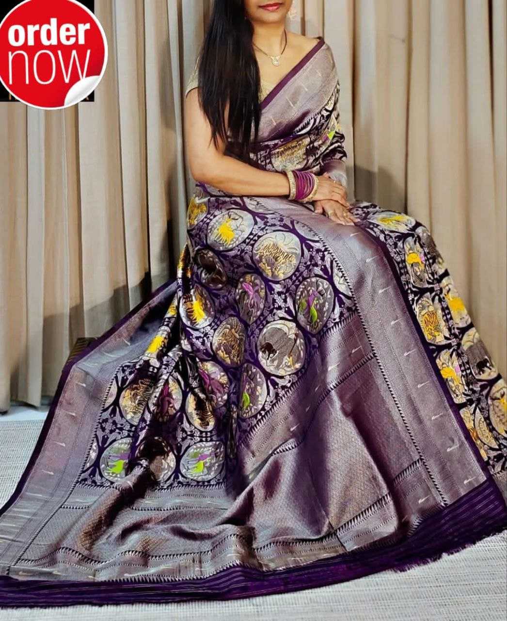 YNF DOLA SILK RIN165 RRI10 SILK SAREES WHOLESALE DOLA SILK ZARI BORDER SILK POCHAMAPALLY PRINTED SILK SAREES MANUFACTURER - Deevit International