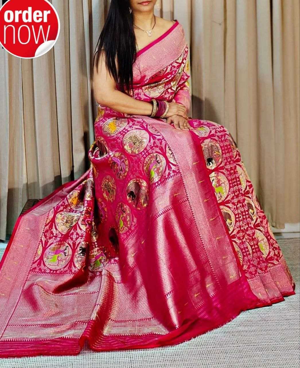 YNF DOLA SILK RIN165 RRI10 SILK SAREES WHOLESALE DOLA SILK ZARI BORDER SILK POCHAMAPALLY PRINTED SILK SAREES MANUFACTURER - Deevit International