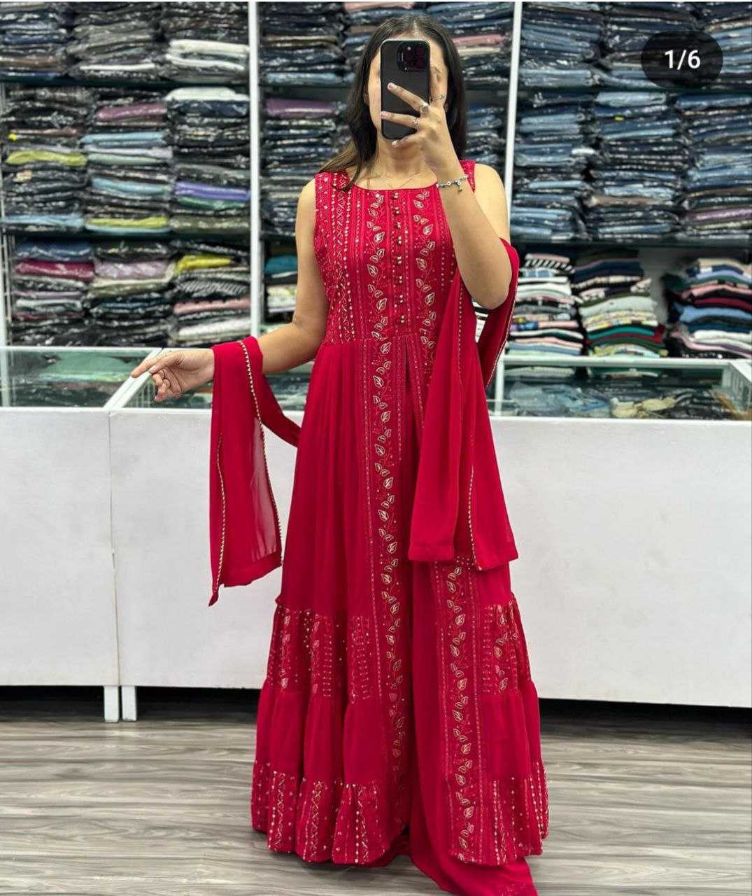 YNF FAUX BLOOMING KESH243 1025 GOWNS WHOLESALE EMBROIDERY LONG WEDDING SEQUNI GOWNS MANUFACTURER - Deevit International