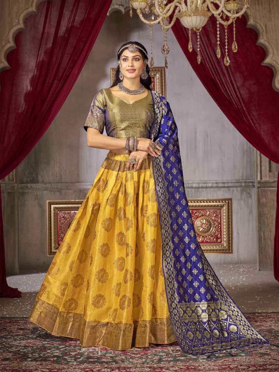 YNF JACQUARD KESH246 SHREE LEHENGAS WHOLESALE TRADITIONAL LEHENGA SILK ZARI WORK LEHENGAS MANUFACTURER - Deevit International