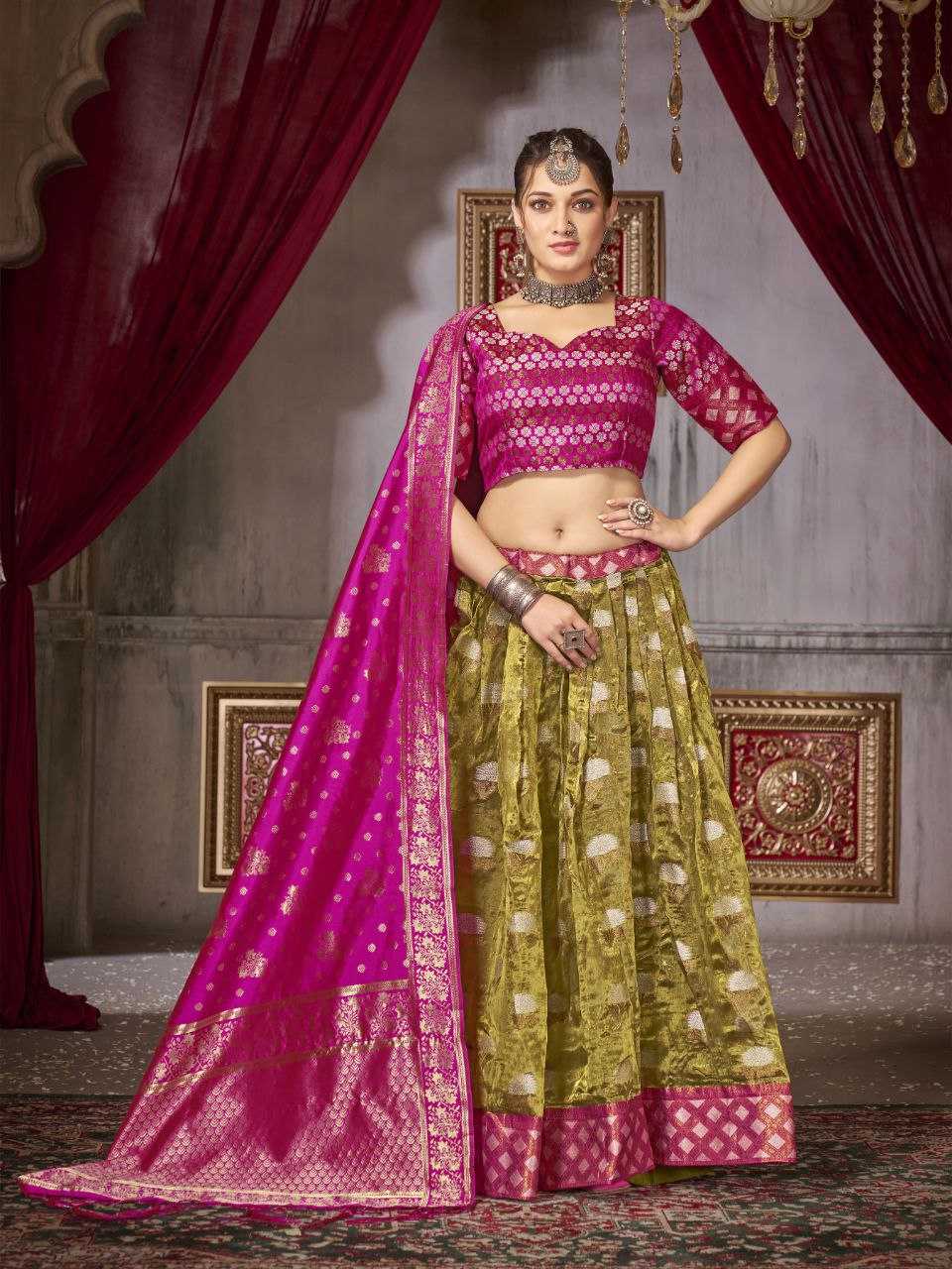 YNF JACQUARD KESH246 SHREE LEHENGAS WHOLESALE TRADITIONAL LEHENGA SILK ZARI WORK LEHENGAS MANUFACTURER - Deevit International