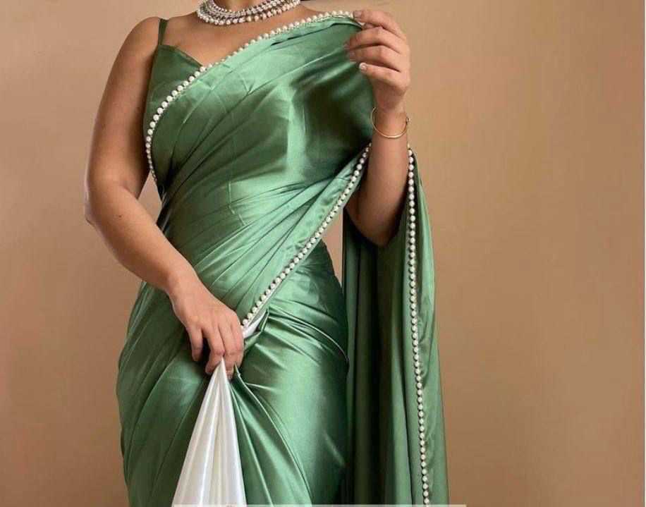 YNF JAPAN SARTIN KESH250 RGF01 SAREES WHOLESALE READY TO WEAR PARTY WEAR HALF AND HALF SATIN SAREES MANUFACTURER - Deevit International