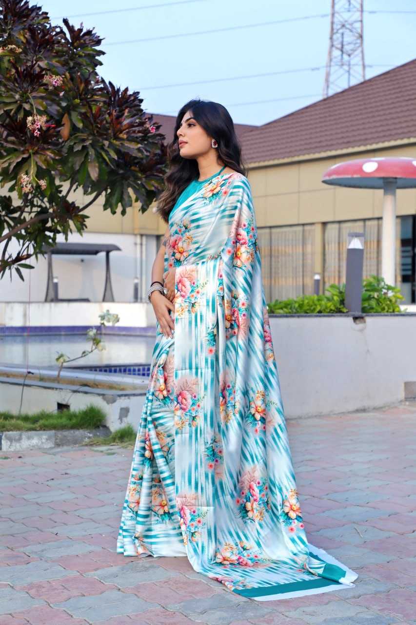 YNF JAPAN SARTIN KESH254 SUA02 SAREES WHOLESALE PRINTED PARTY WEAR SATIN SAREES MANUFACTURER - Deevit International