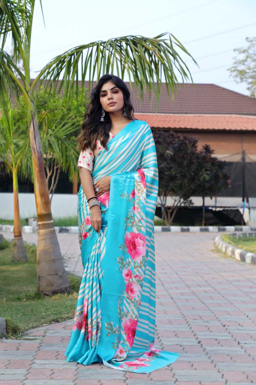 YNF JAPAN SARTIN KESH254 SUA03 SAREES WHOLESALE PRINTED PARTY WEAR SATIN SAREES MANUFACTURER - Deevit International