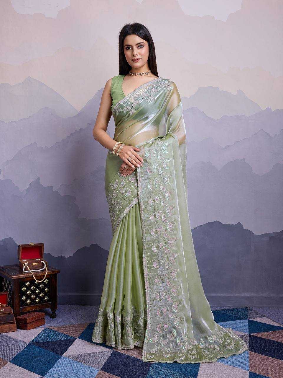 YNF JIMMY CHOO RIN188 Canberry5 SAREES WHOLESALE SEQUENCE PARTY WEAR EMBROIDERED JIMMY CHOO SAREES MANUFACTURER - Deevit International