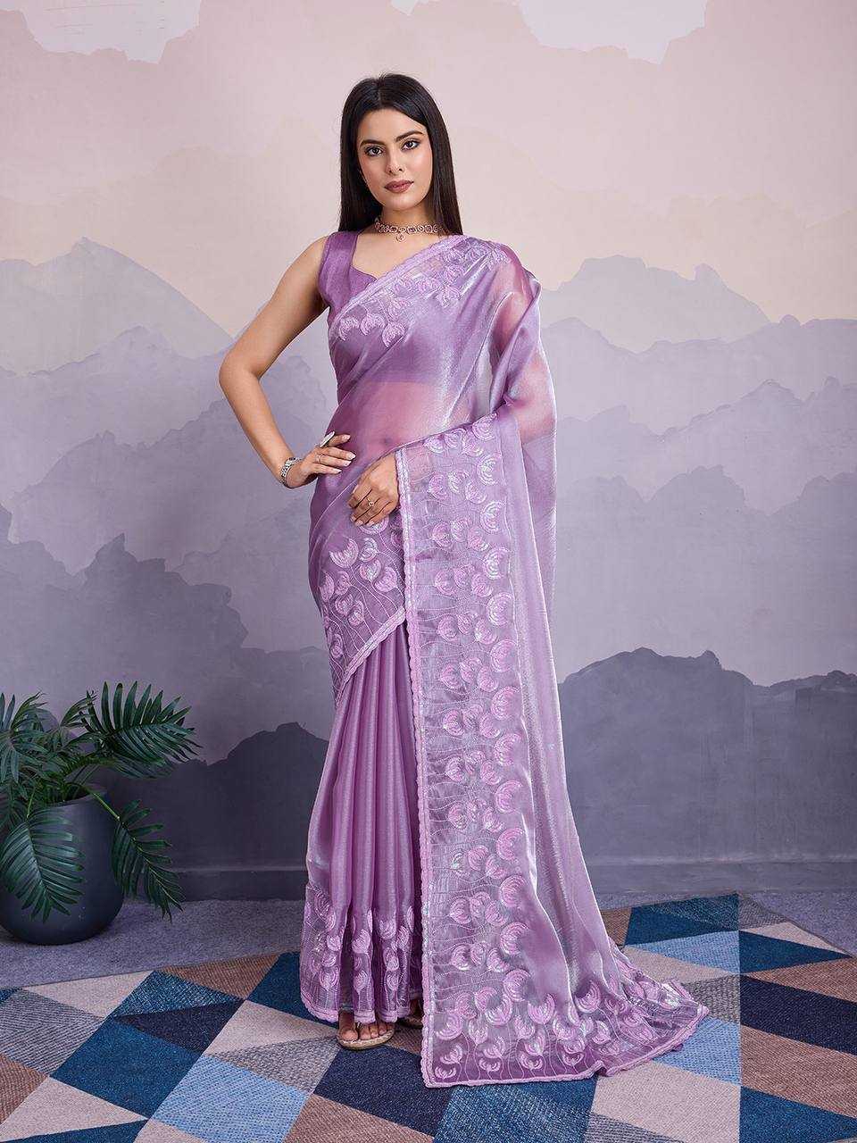 YNF JIMMY CHOO RIN188 Canberry5 SAREES WHOLESALE SEQUENCE PARTY WEAR EMBROIDERED JIMMY CHOO SAREES MANUFACTURER - Deevit International