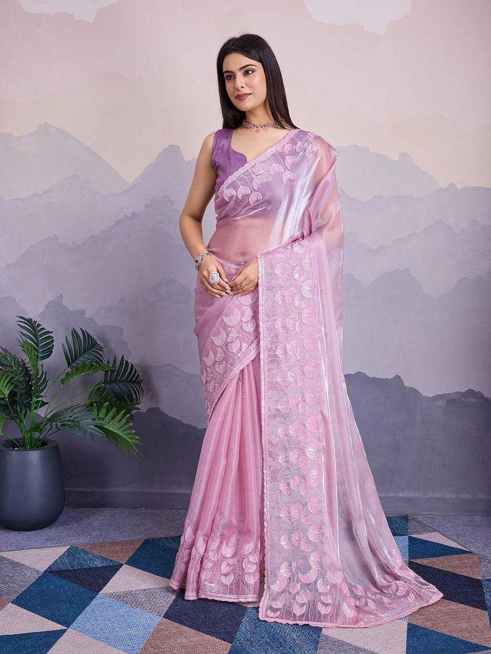 YNF JIMMY CHOO RIN188 Canberry5 SAREES WHOLESALE SEQUENCE PARTY WEAR EMBROIDERED JIMMY CHOO SAREES MANUFACTURER - Deevit International