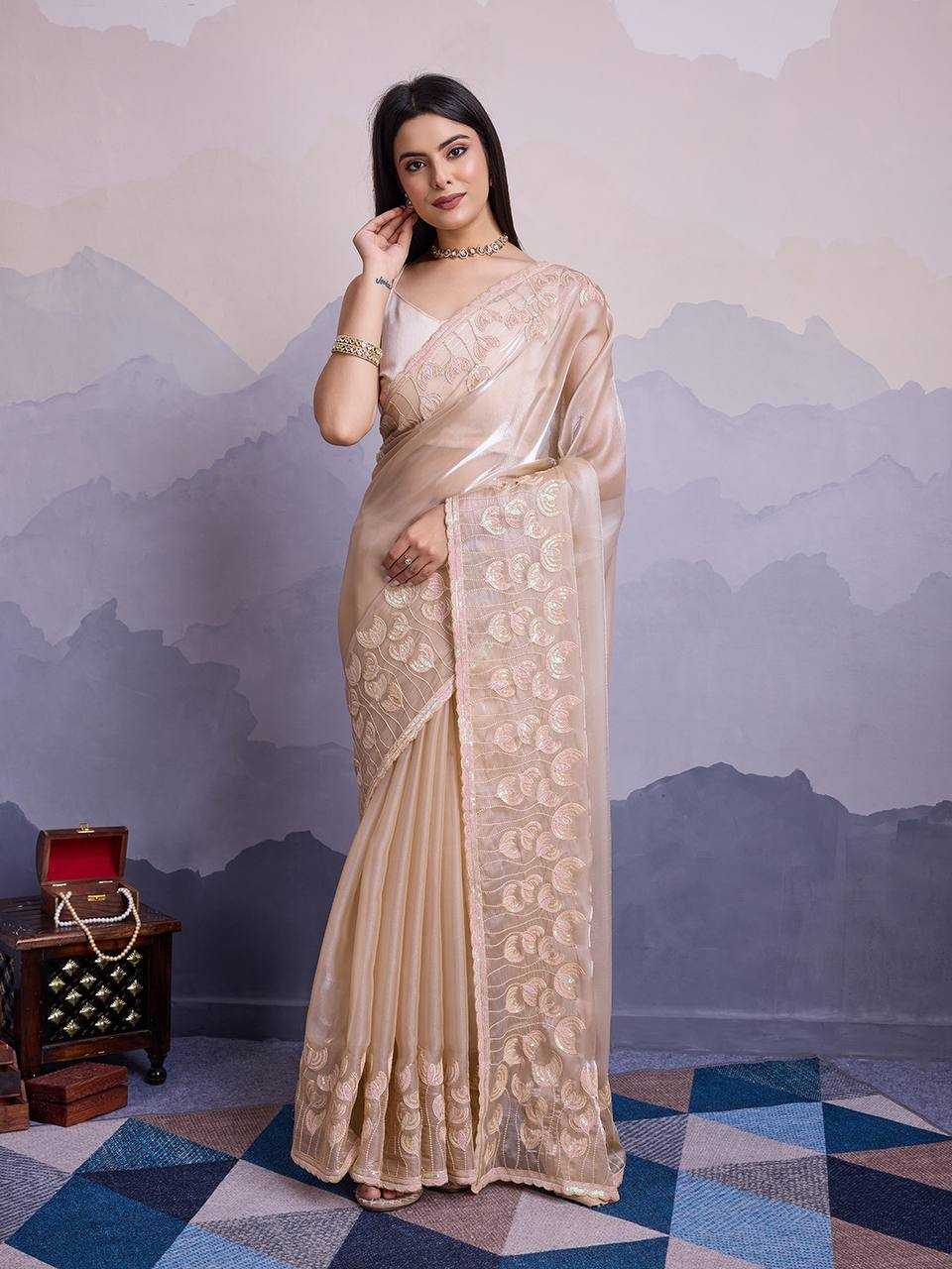 YNF JIMMY CHOO RIN188 Canberry5 SAREES WHOLESALE SEQUENCE PARTY WEAR EMBROIDERED JIMMY CHOO SAREES MANUFACTURER - Deevit International