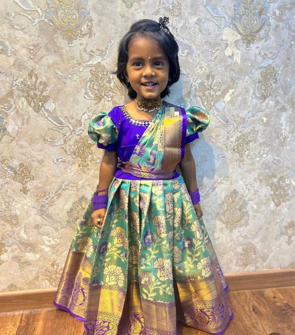 YNF KANJIVARAM SILK RIN192 8040 KIDS WEAR WHOLESALE KIDS WEDDING FESTIVEL GOWN MANUFACTURER - Deevit International