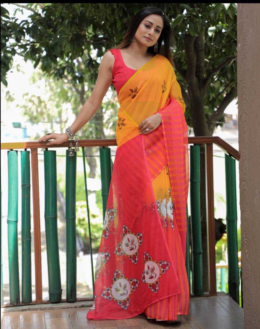 YNF LINEN KESH223 167 SAREES WHOLESALE TRADITIONAL PRINTED LINEN SAREES MANUFACTURER - Deevit International