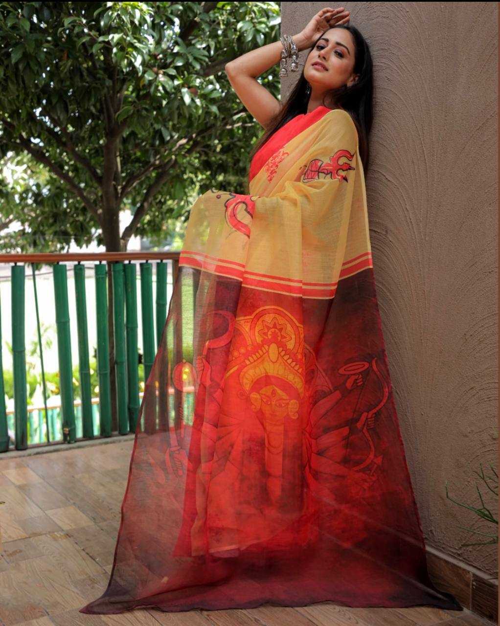 YNF LINEN KESH223 167 SAREES WHOLESALE TRADITIONAL PRINTED LINEN SAREES MANUFACTURER - Deevit International