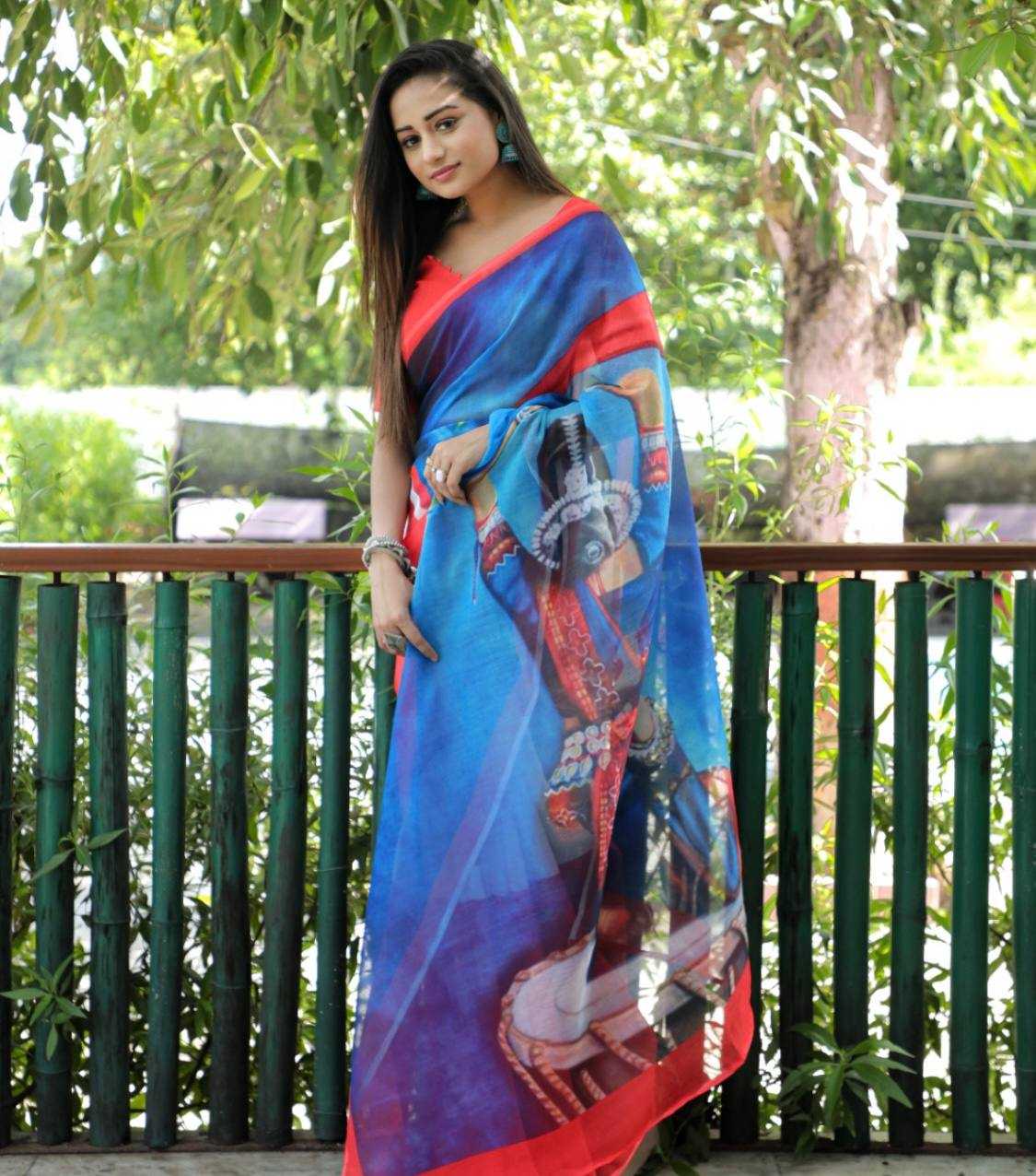 YNF LINEN KESH223 167 SAREES WHOLESALE TRADITIONAL PRINTED LINEN SAREES MANUFACTURER - Deevit International