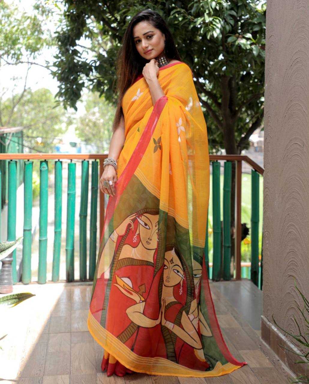 YNF LINEN KESH223 167 SAREES WHOLESALE TRADITIONAL PRINTED LINEN SAREES MANUFACTURER - Deevit International