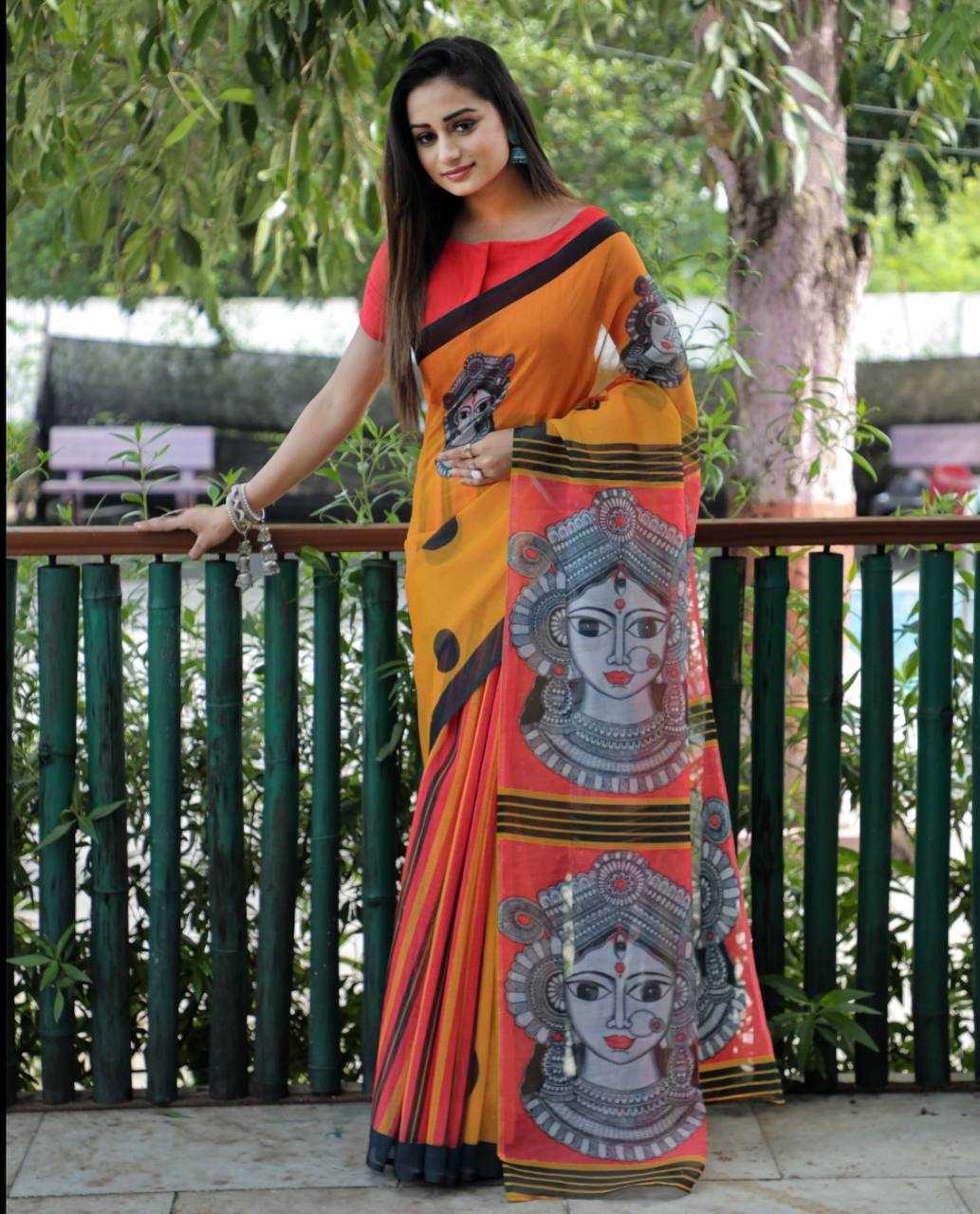 YNF LINEN KESH223 167 SAREES WHOLESALE TRADITIONAL PRINTED LINEN SAREES MANUFACTURER - Deevit International