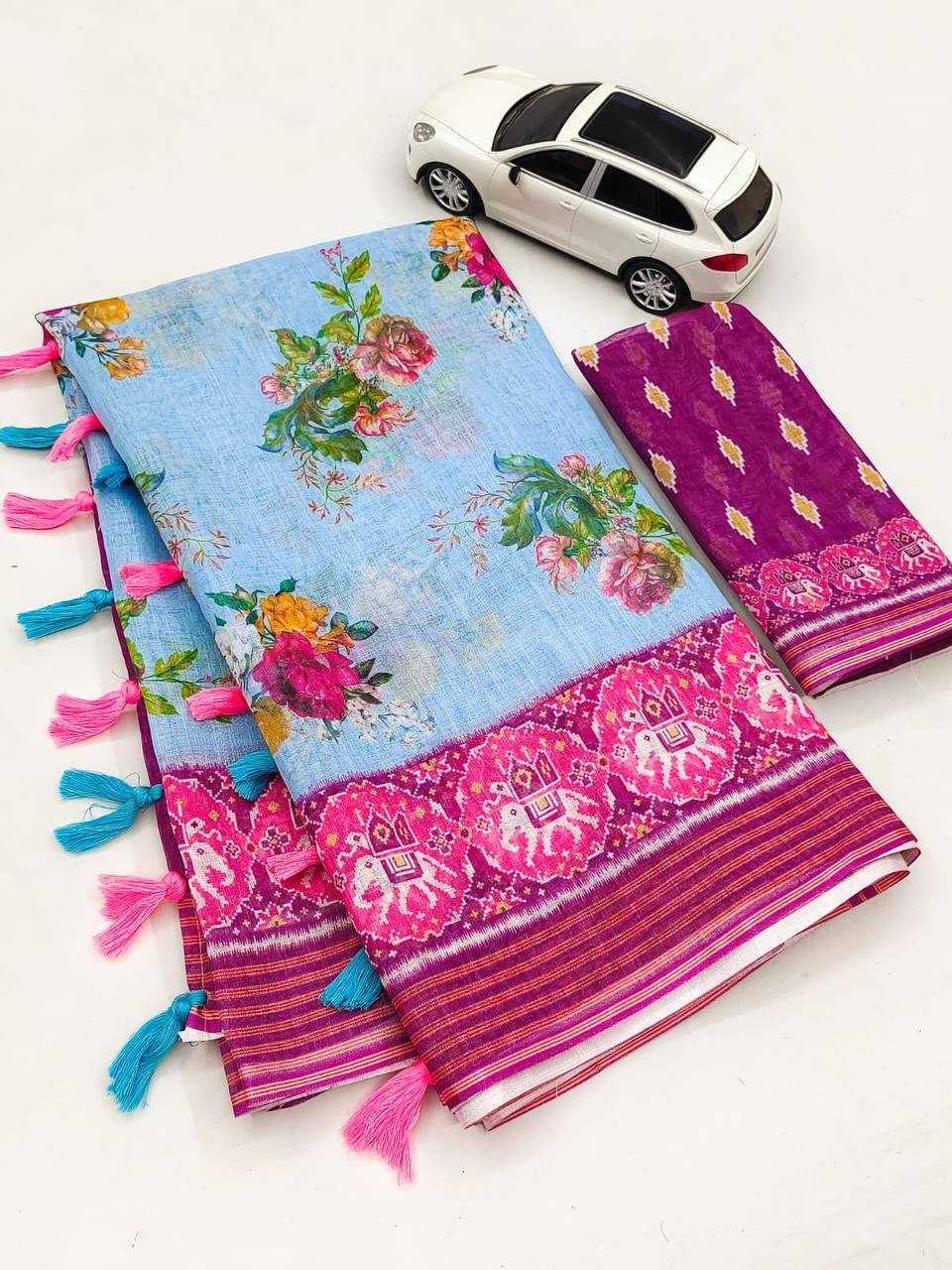 YNF LINEN KESH223 258 SAREES WHOLESALE OFFICE WEAR COTTON PRINTED LINEN SAREES MANUFACTURER - Deevit International