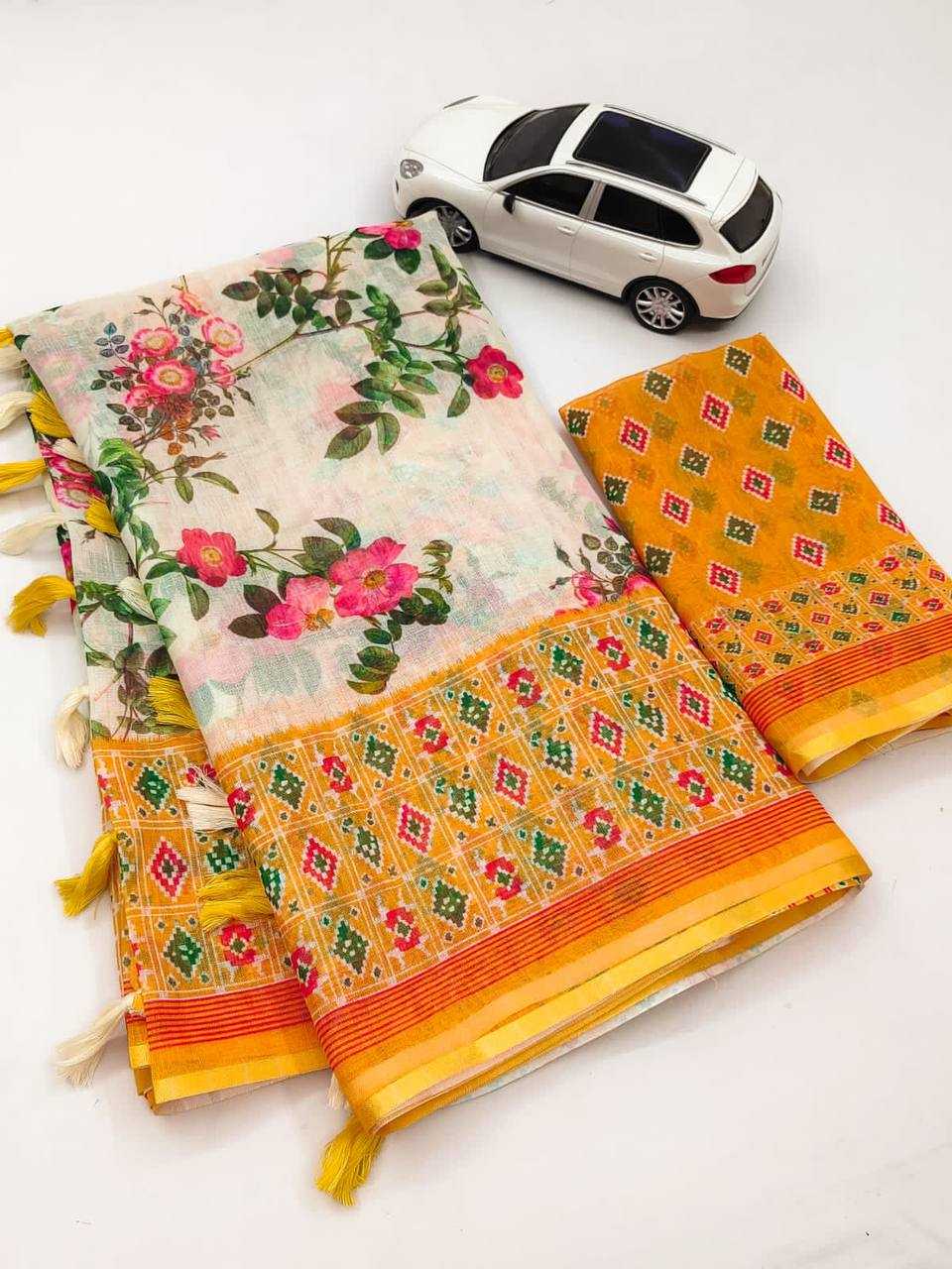 YNF LINEN KESH223 258 SAREES WHOLESALE OFFICE WEAR COTTON PRINTED LINEN SAREES MANUFACTURER - Deevit International