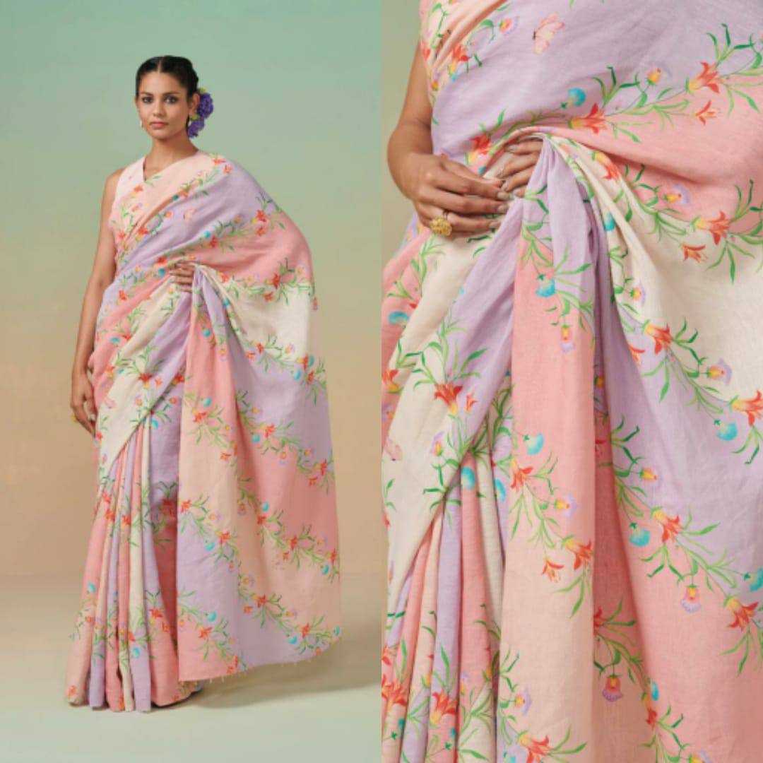 YNF LINEN KESH223 275 SAREES WHOLESALE PRINTED COTTON LINEN OFFICE WEAR SAREES MANUFACTURER - Deevit International