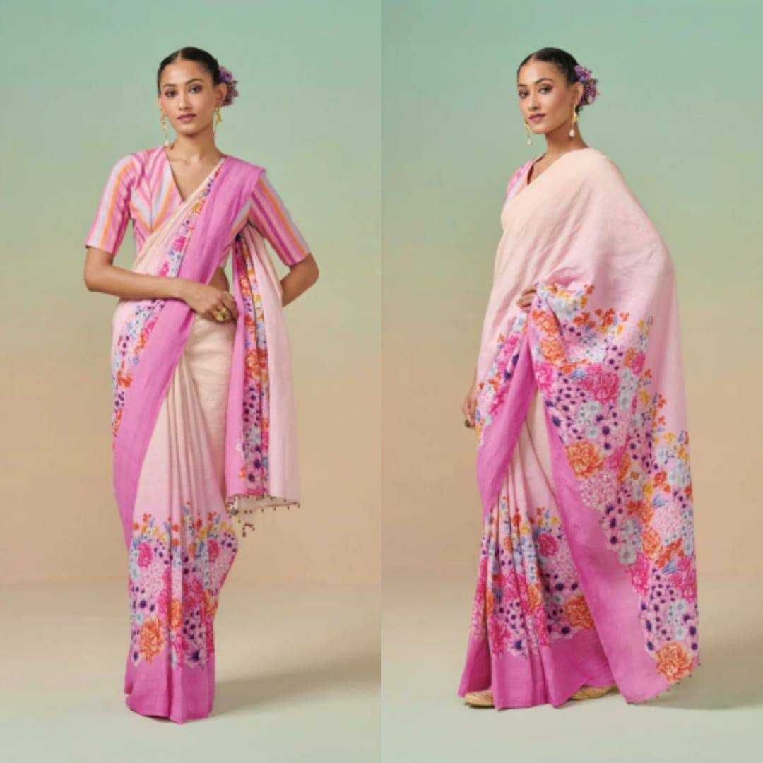 YNF LINEN KESH223 275 SAREES WHOLESALE PRINTED COTTON LINEN OFFICE WEAR SAREES MANUFACTURER - Deevit International