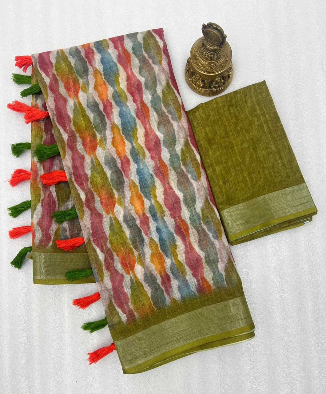 YNF LINEN KESH223 501 SAREES WHOLESALE OFFICE WEAR COTTON PRINTED LINEN SAREES MANUFACTURER - Deevit International