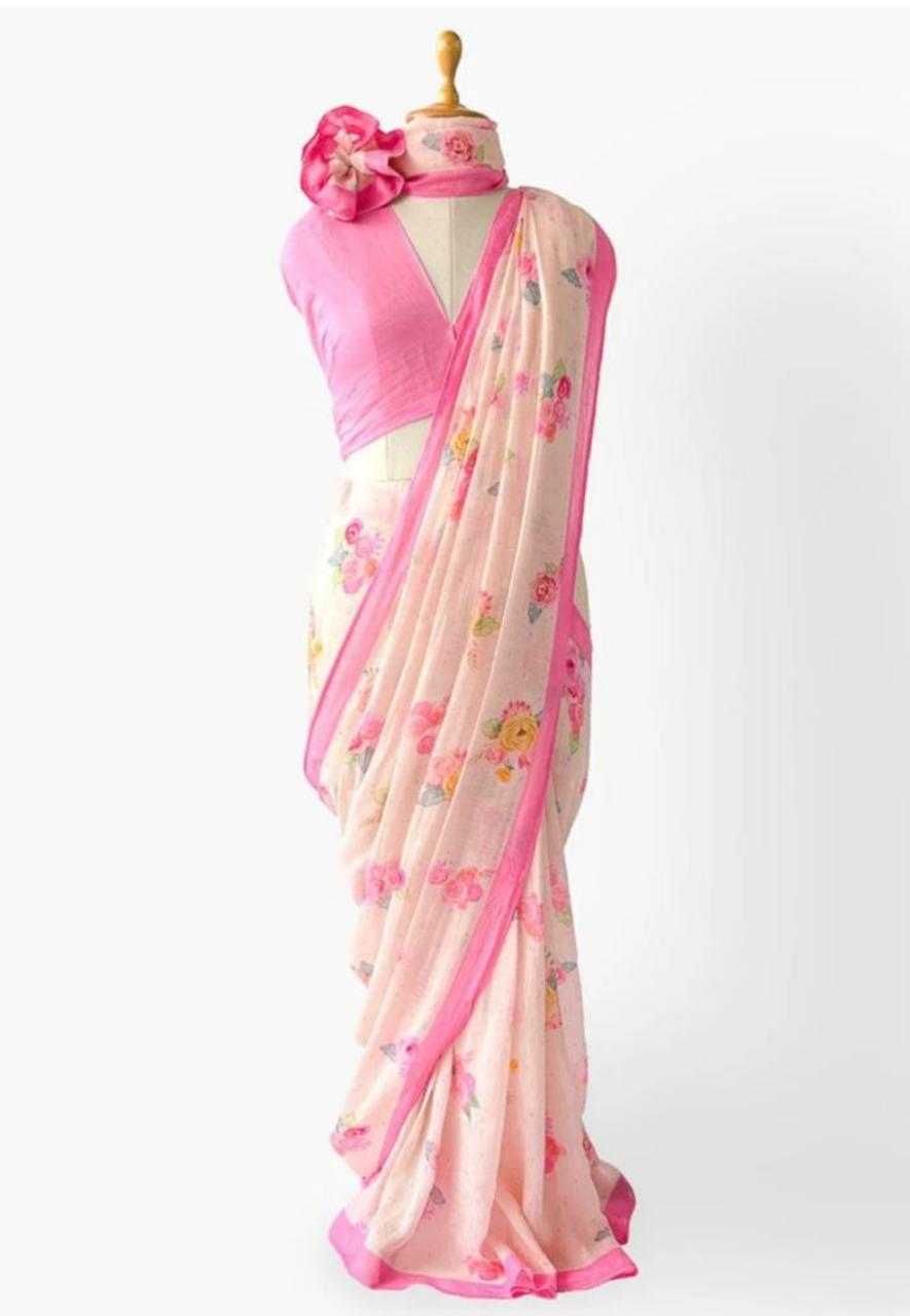 YNF LINEN KESH255 ETF10 SAREES WHOLESALE COTTON PRINTED LINEN SAREES MANUFACTURER - Deevit International