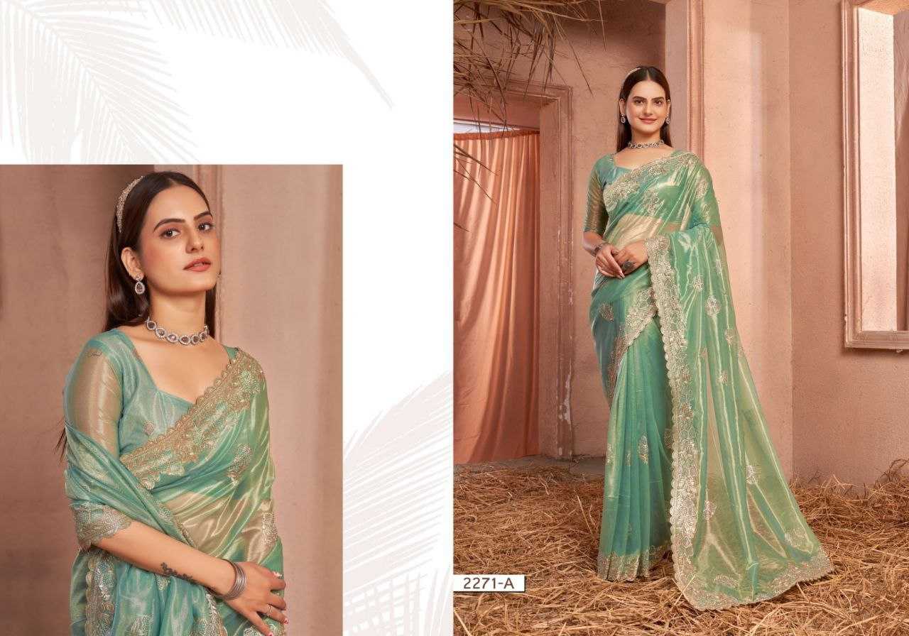 YNF NET RIN195 2271 SAREES WHOLESALE NET EMBROIDERED CUT WORK SAREES MANUFACTURER - Deevit International