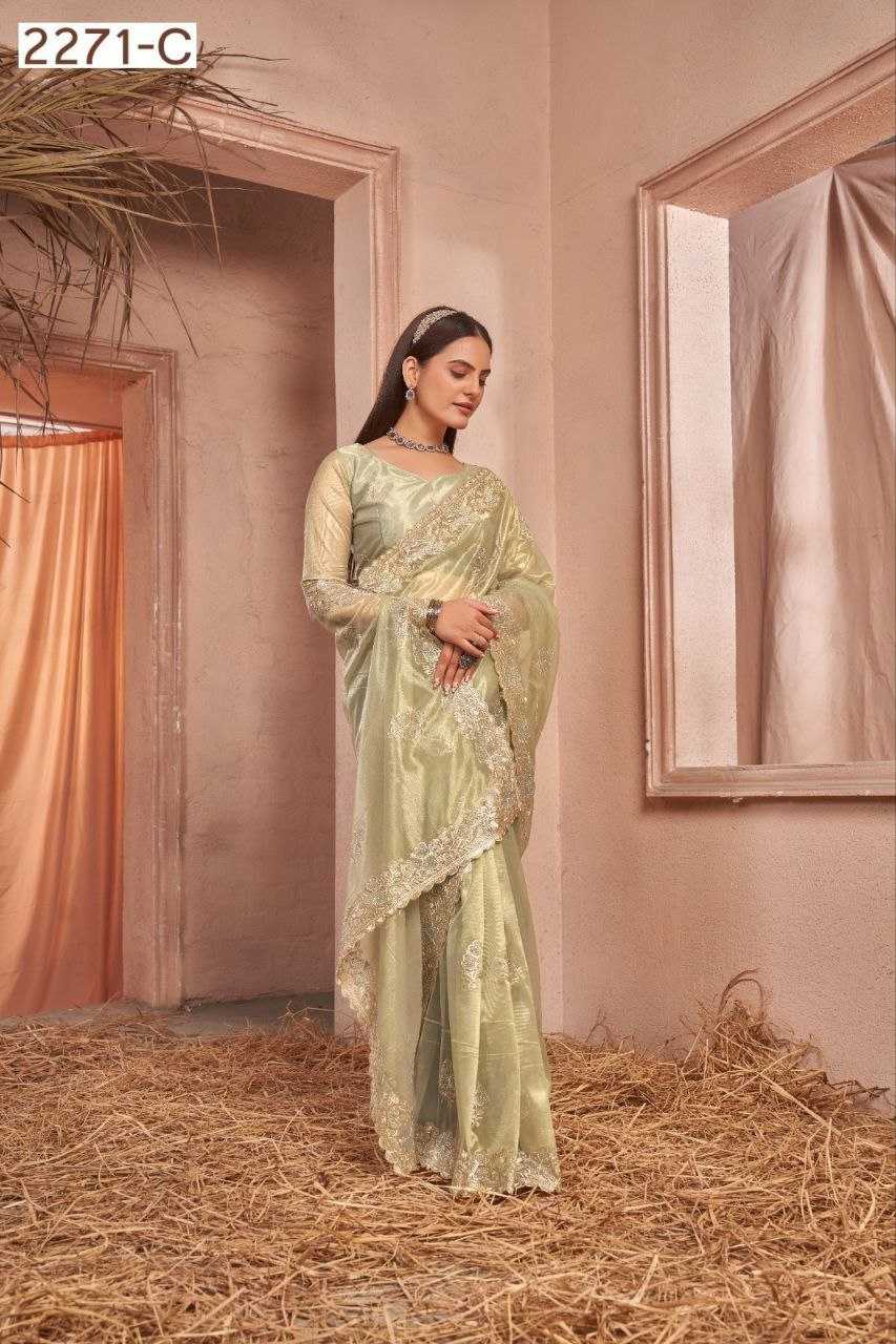 YNF NET RIN195 2271 SAREES WHOLESALE NET EMBROIDERED CUT WORK SAREES MANUFACTURER - Deevit International