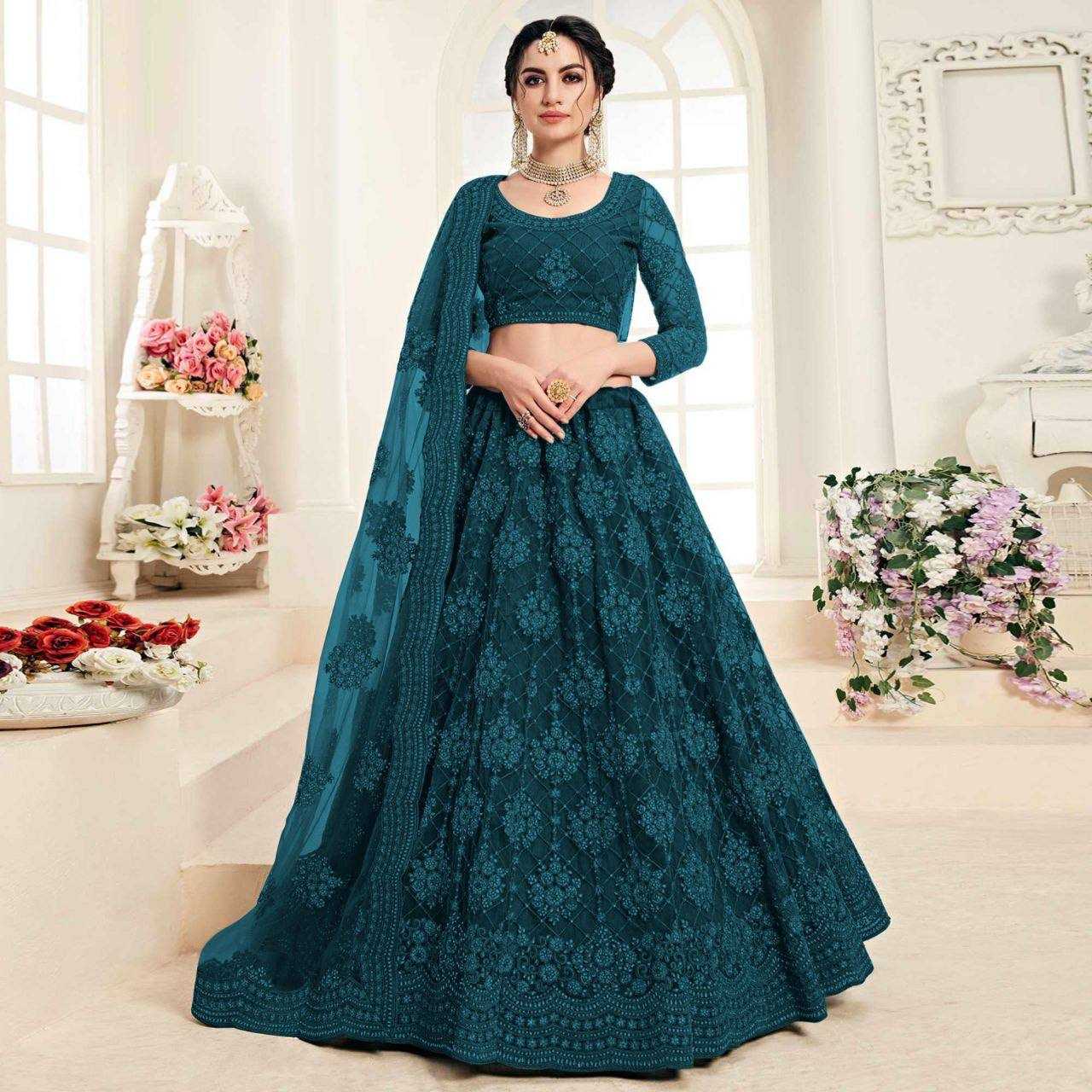 YNF NETRIN156 1063 LEHENHGA WHOLESALE NET WEDDING DESIGNER LEHENGA MANUFACTURER - Deevit International