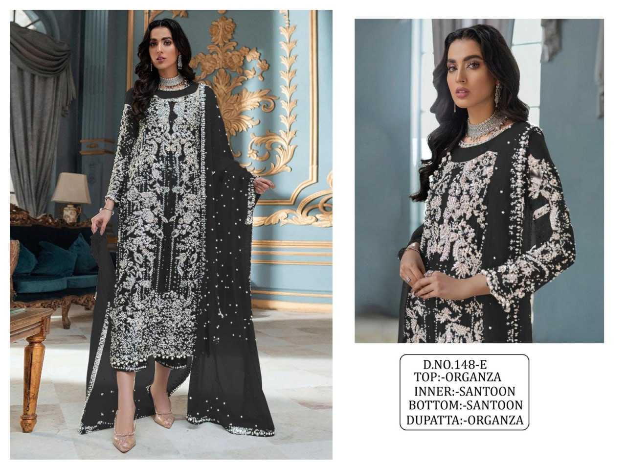 YNF ORGANZA RIN129 148 SUITS & DRESSES WHOLESALE EMBROIDERY SEMI STITCHED SUITS MANUFACTURER - Deevit International