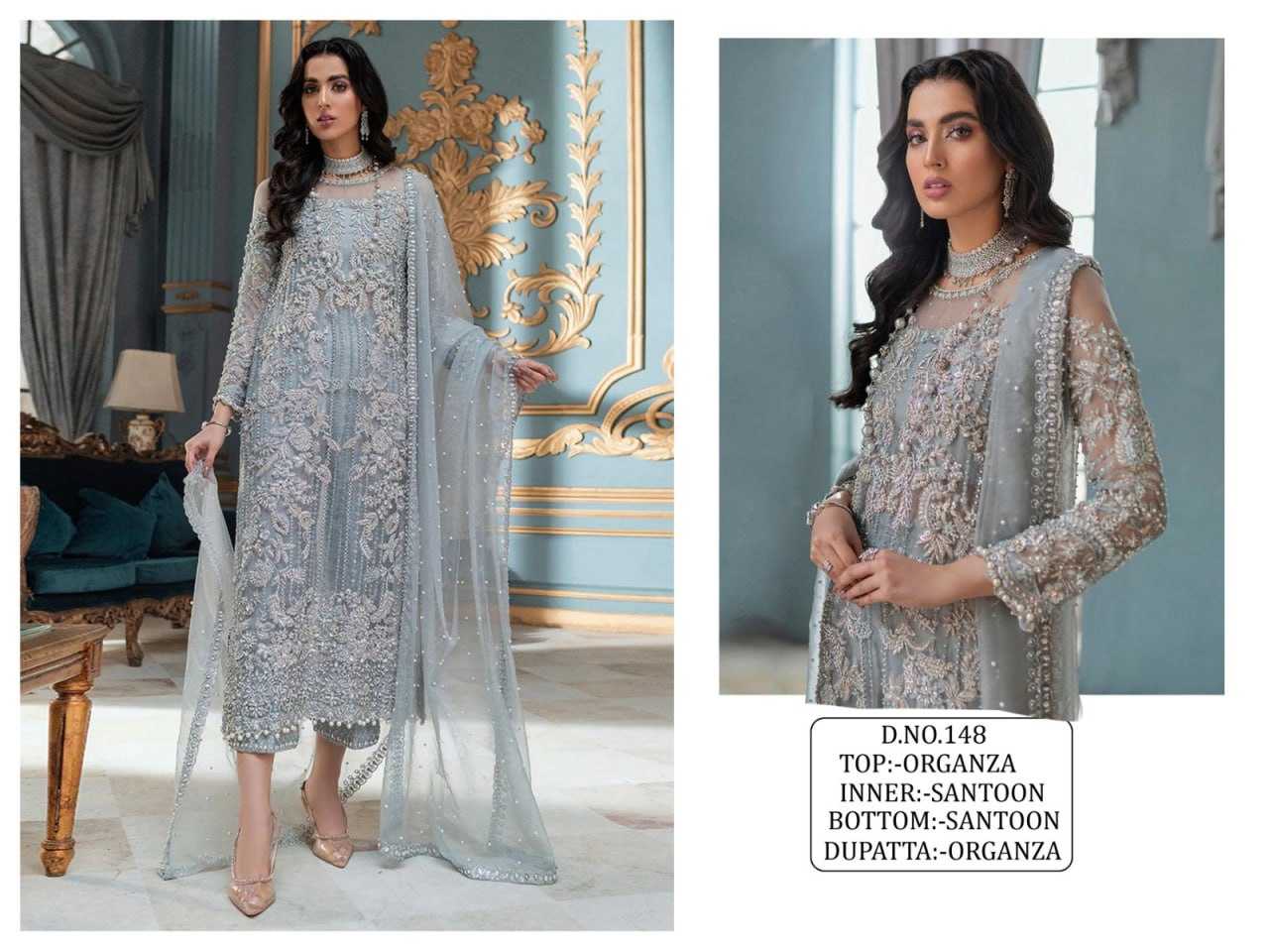 YNF ORGANZA RIN129 148 SUITS & DRESSES WHOLESALE EMBROIDERY SEMI STITCHED SUITS MANUFACTURER - Deevit International