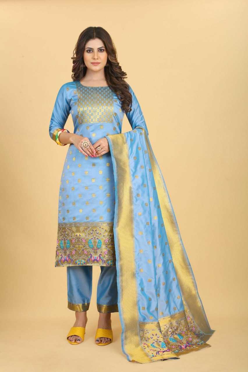 YNF PAITHANI SILK KESH217 ESHANI PAITHANI SUITS UNSTITCHED SUIT WHOLESALE  WEDDING LADSIES SILK SUITS MANUFACTURE - Deevit International