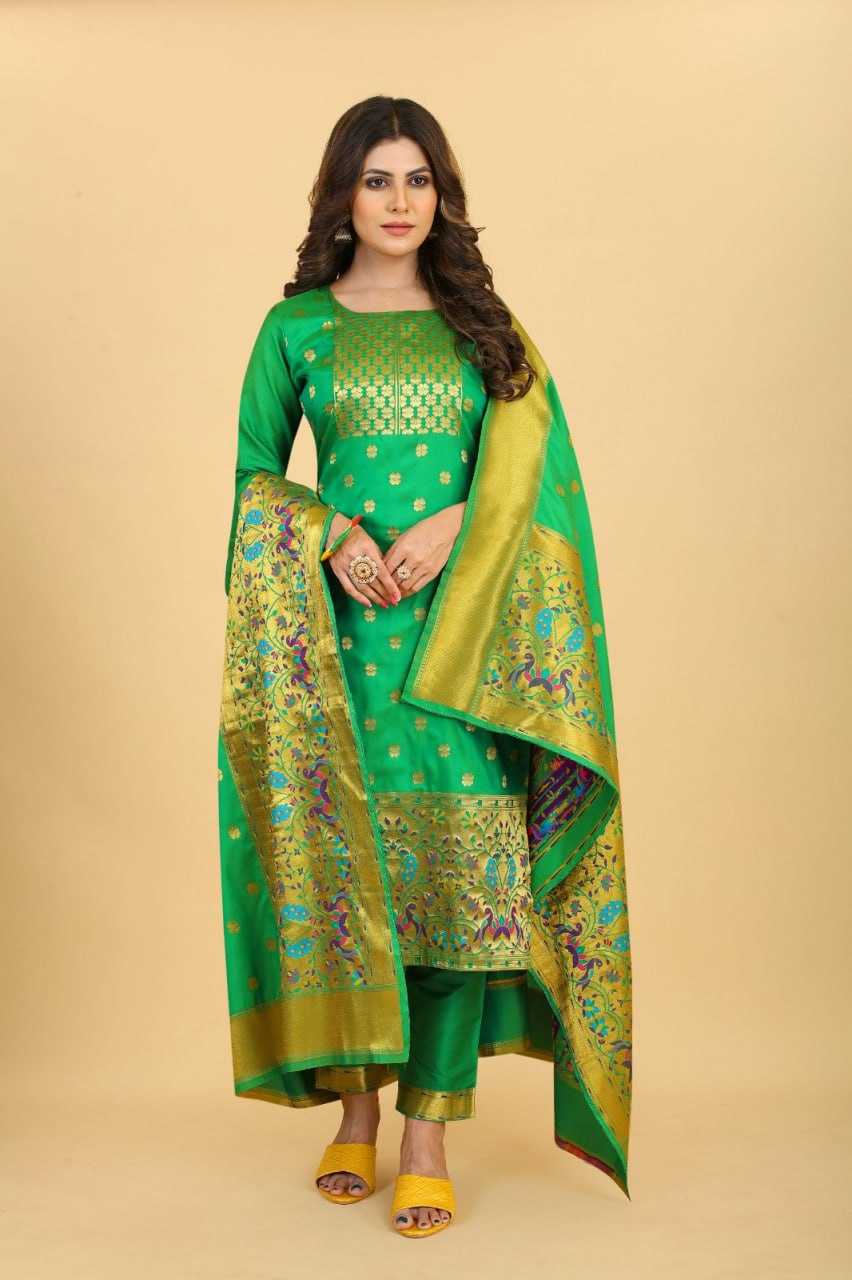 YNF PAITHANI SILK KESH217 ESHANI PAITHANI SUITS UNSTITCHED SUIT WHOLESALE  WEDDING LADSIES SILK SUITS MANUFACTURE - Deevit International