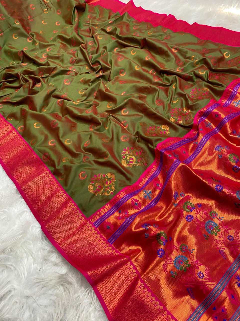 YNF PAITHANI SILK RIN150 Chandrakore Paithani SAREES WHOLESALE FESTIVEL PAITHANI SOFT SILK SAREES MANUFACTURER - Deevit International