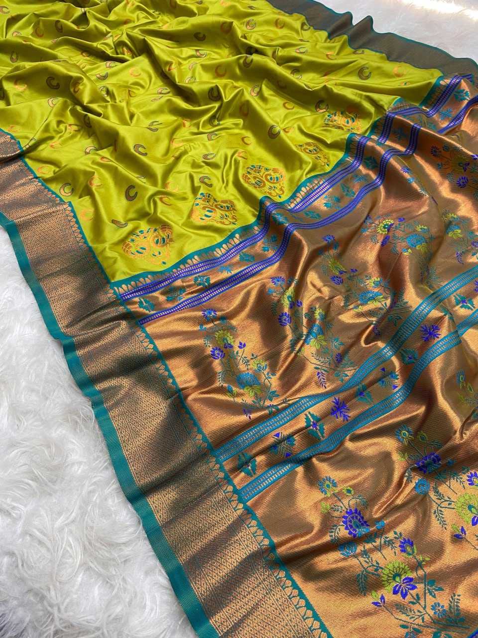 YNF PAITHANI SILK RIN150 Chandrakore Paithani SAREES WHOLESALE FESTIVEL PAITHANI SOFT SILK SAREES MANUFACTURER - Deevit International