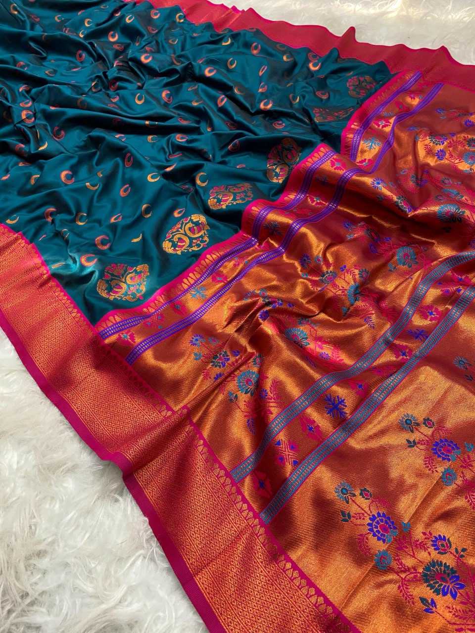 YNF PAITHANI SILK RIN150 Chandrakore Paithani SAREES WHOLESALE FESTIVEL PAITHANI SOFT SILK SAREES MANUFACTURER - Deevit International